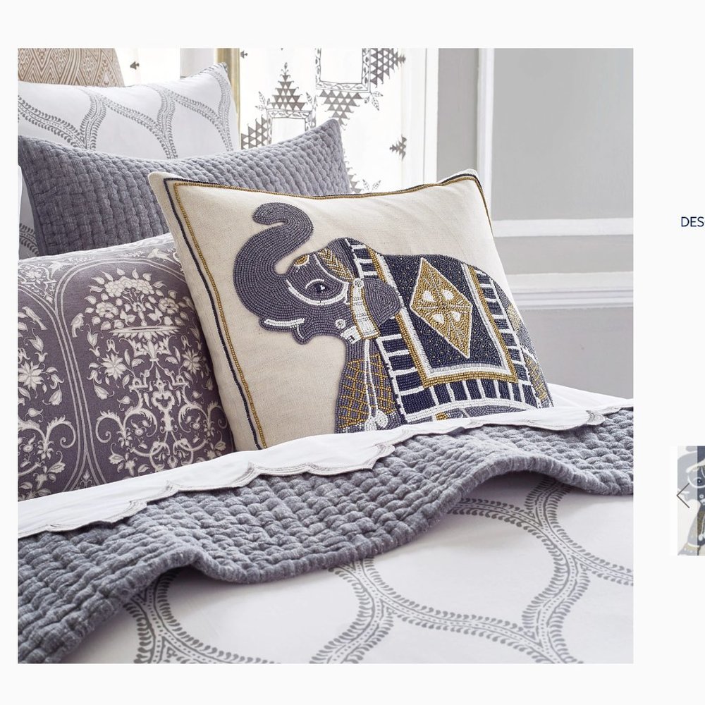 John Robshaw Sakala beaded elephant pillow case